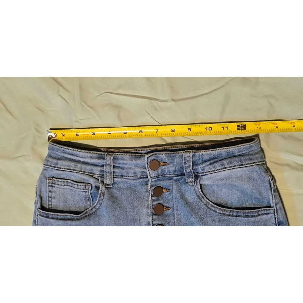 Women's Jupe by Abby Blue Denim Button Front Pencil‎ Skirt XS